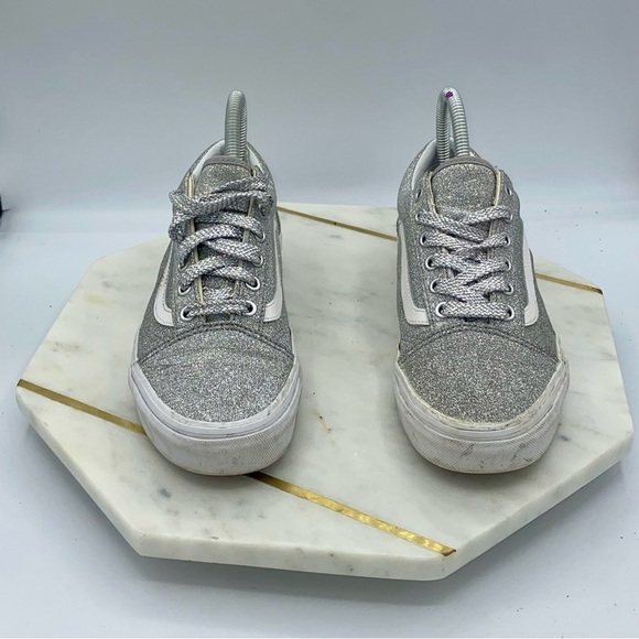 Vans Women’s Old Skool Silver Lurex Glitter Size 7.5 - Picture 5 of 8